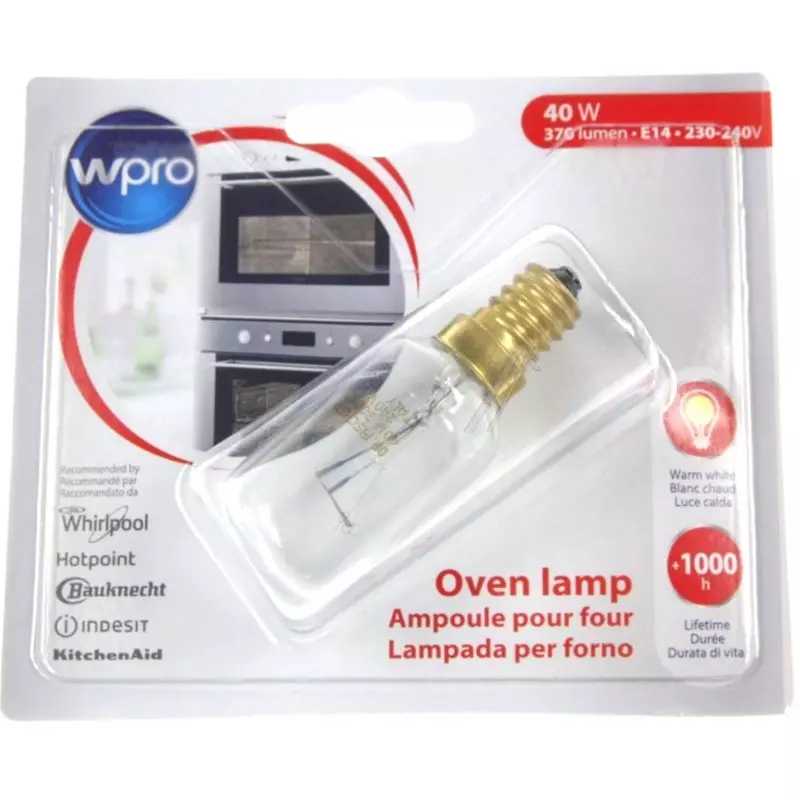 Ampoule à visser WPRO 40Watts Culot E14 pour four et micro-ondes