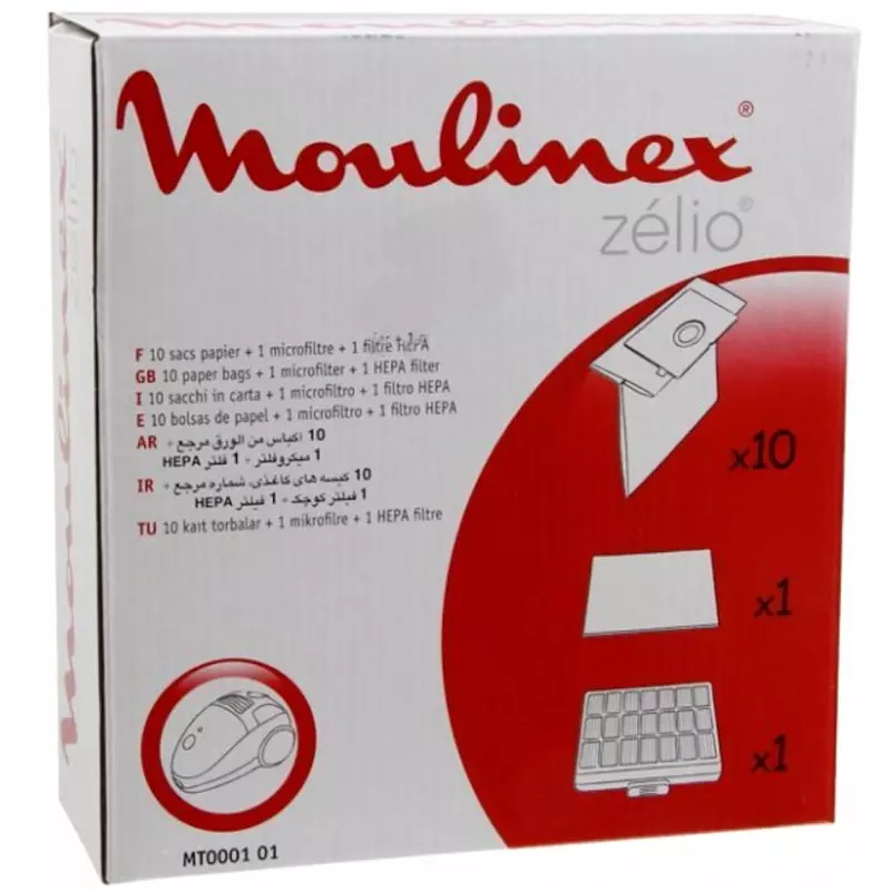 Sac aspirateur Moulinex Zelio MO401101 + 1 filtre Hepa