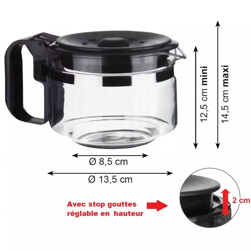 Verseuse cafetière universelle 12 /15 tasses avec couvercle