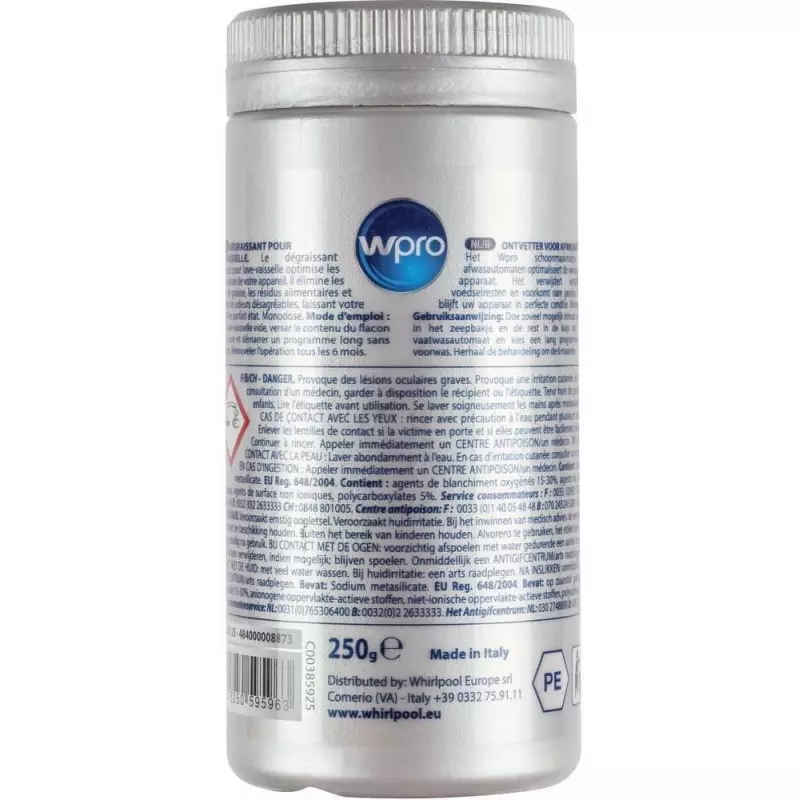 Wpro DDG001 Nettoyant Lave-Vaisselle Flacon Monodose 250 g
