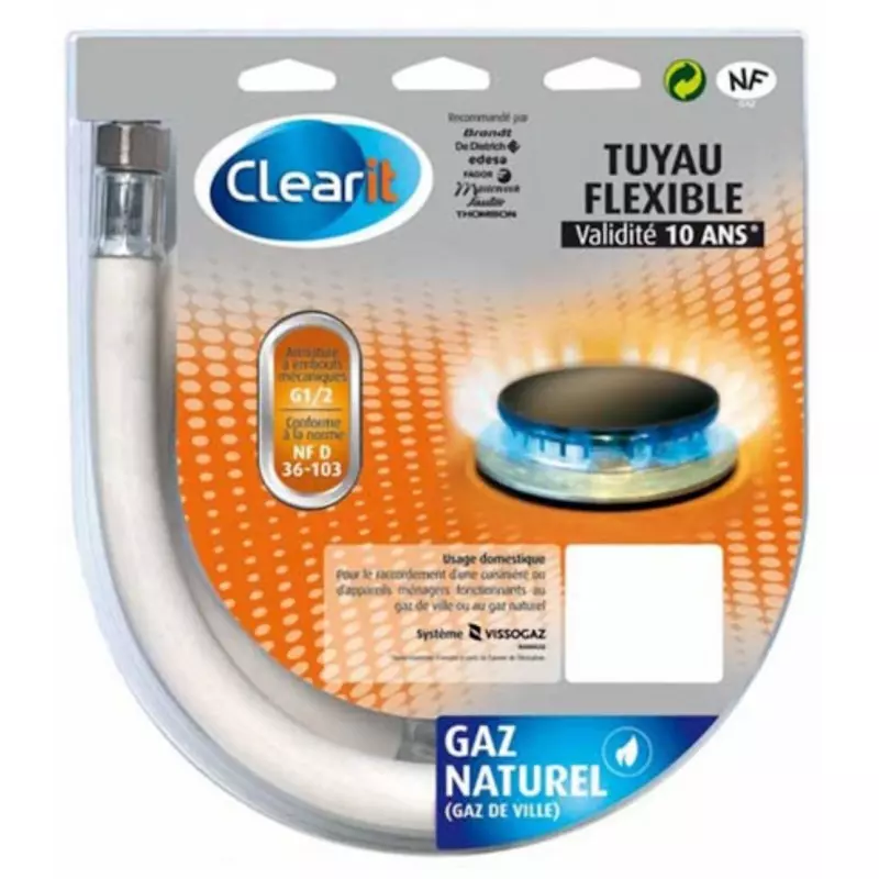 Tuyau gaz Butane/Propane 10 ans - Longueur 1,5 mètres