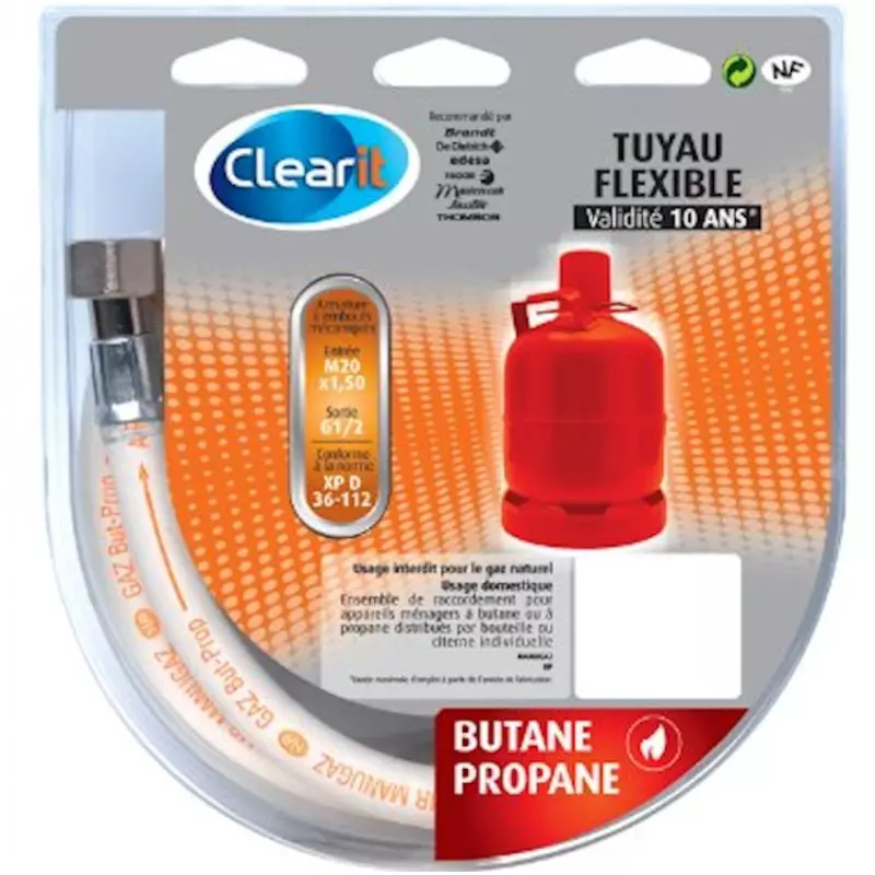 Tuyau gaz butane propane 1,5 mètre durée de vie 10 ans