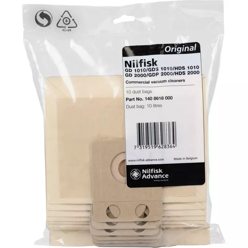 Nilfisk sacs d'aspirateur en papier (sacs à poussière) 5 pièces inclus 1  pré-filtre aspirateur 1471097500