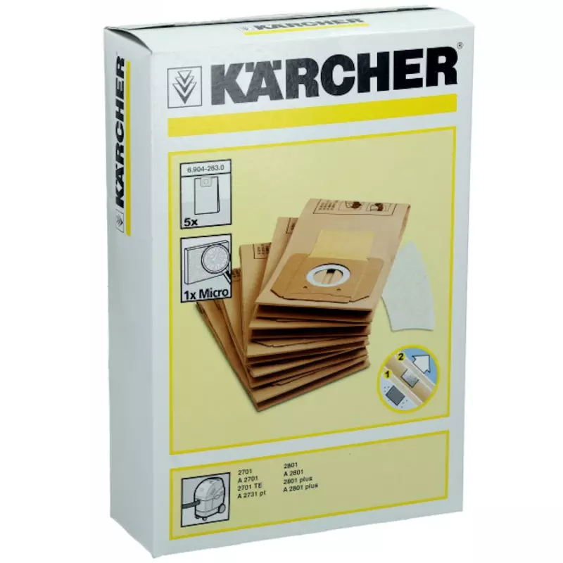 Sac aspirateur Karcher 2701, 2701TE 2801 Plus  A2701, A2801 .. K2701,  K2801