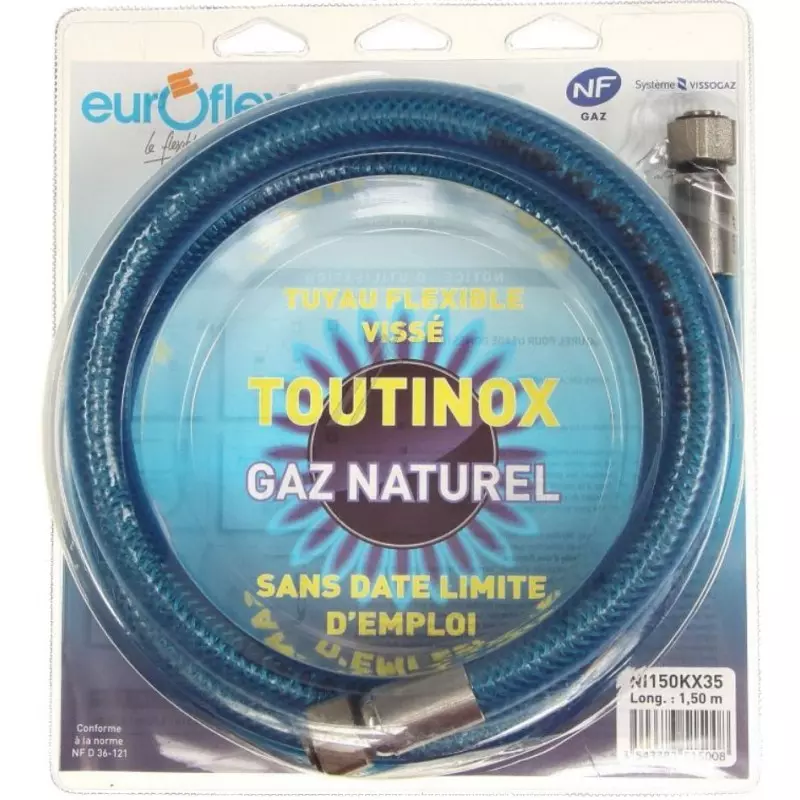 Tuyau flexible Inox pour Gaz naturel 1M50 sans date limite