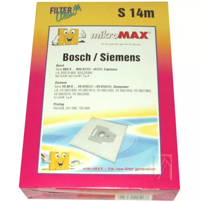 Sac aspirateur MegaFilt SuperTex type G ALL Bosch Siemens Bag Bagless