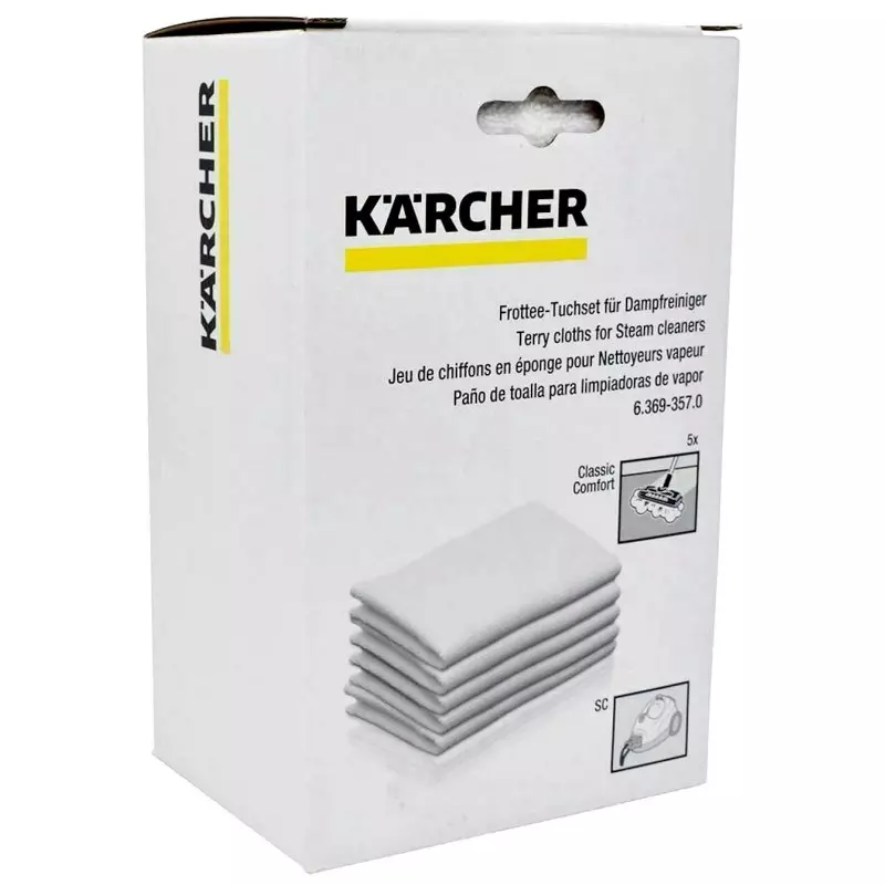 Lingettes pour nettoyeur vapeur Kärcher SC 1 Premium Floor Kit, SC 2, SC 2  Premium SC 3, SC 3 Premium lot de 5 chiffons (2 buses de sol, 3 buses à