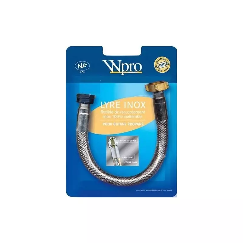 Lyre inox gaz Butane/Propane - Longueur 0,35 mètres