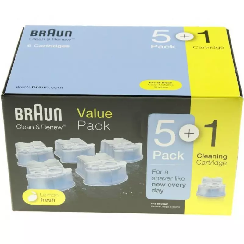 Pack de 4 + 1 recharges de liquide de nettoyage Clean&Renew rasoir Braun