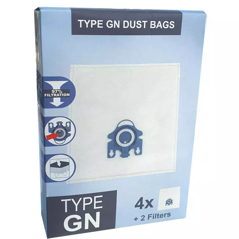 Sac GN Miele HyClean 3D - Boite de 4 sacs + 2 filtres