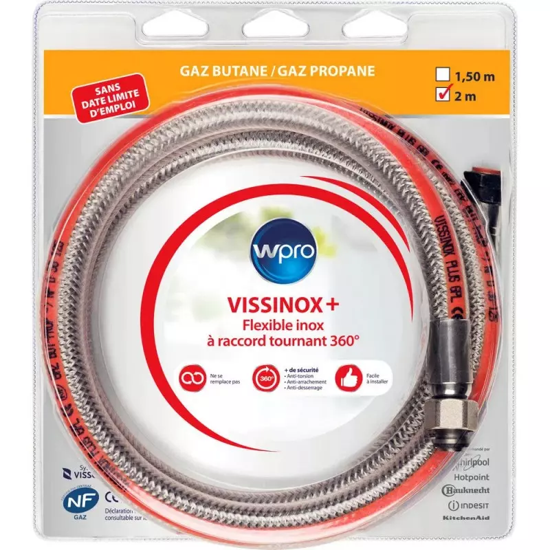 Flexible 2m Vissinox gaz Butane/Propane garantie illimitée WPro