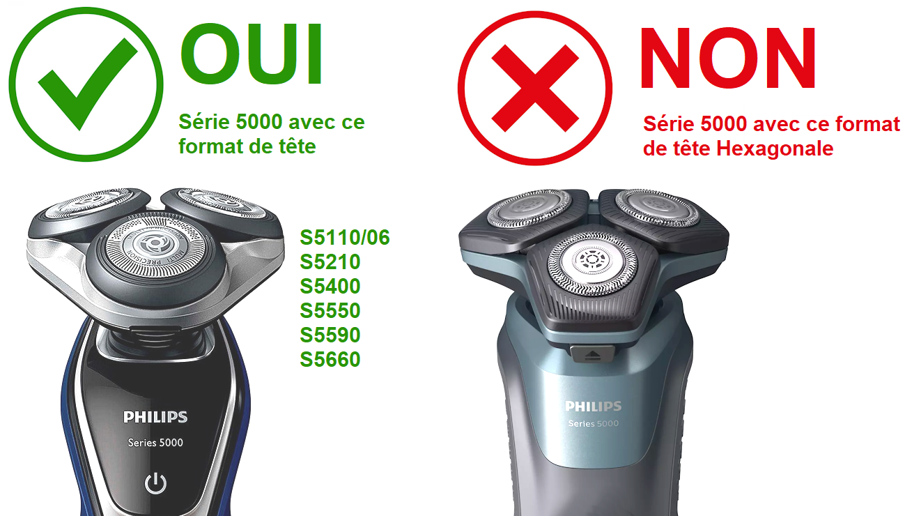 Têtes rasoir Philips Série 5000 S5110, S5210, S5400, S5550, S5590