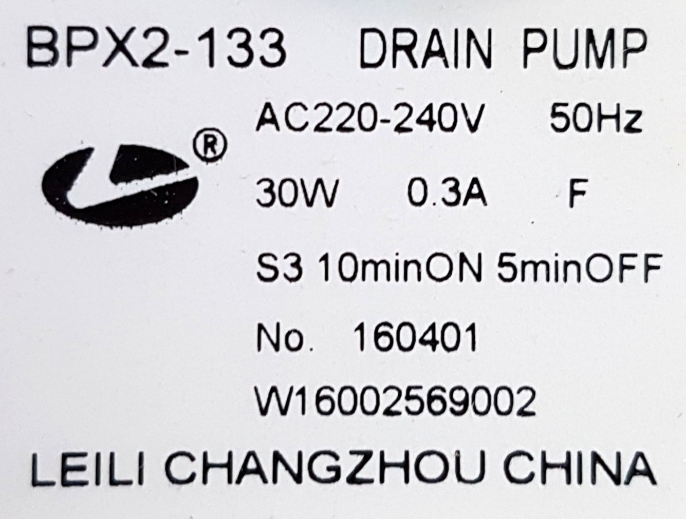 drain pump bpx2 133