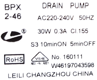 BPX 2-46 Drain Pump 30 Watts