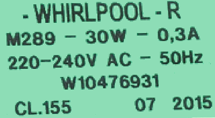 Plaque signaletique whirpool 481010584942